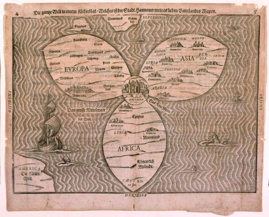 The Whole World in a Clover Leaf by Heinrich Bünting, Magdeburg, 1600, Woodcut © Jewish Museum Berlin Jens Ziehe